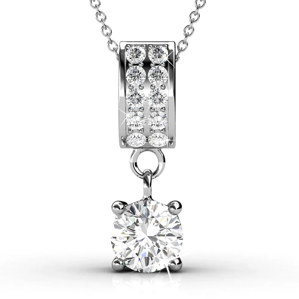 Monroe 18k White Gold Pendant Necklace with Round Cut Swarovski Crystals