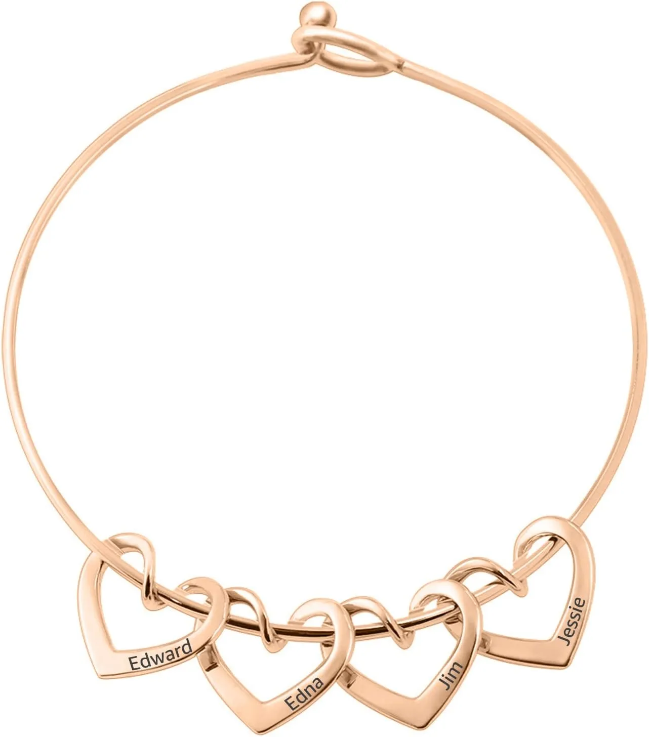 MOTICIUS Personalized Heart Bracelets for Women with Kids Name Engraved Bracelets for Women Gold Plated Custom Bracelet for Women Custom name Bracelets for Women Customized Bracelets for Mothers Day Birthday Valentines Day