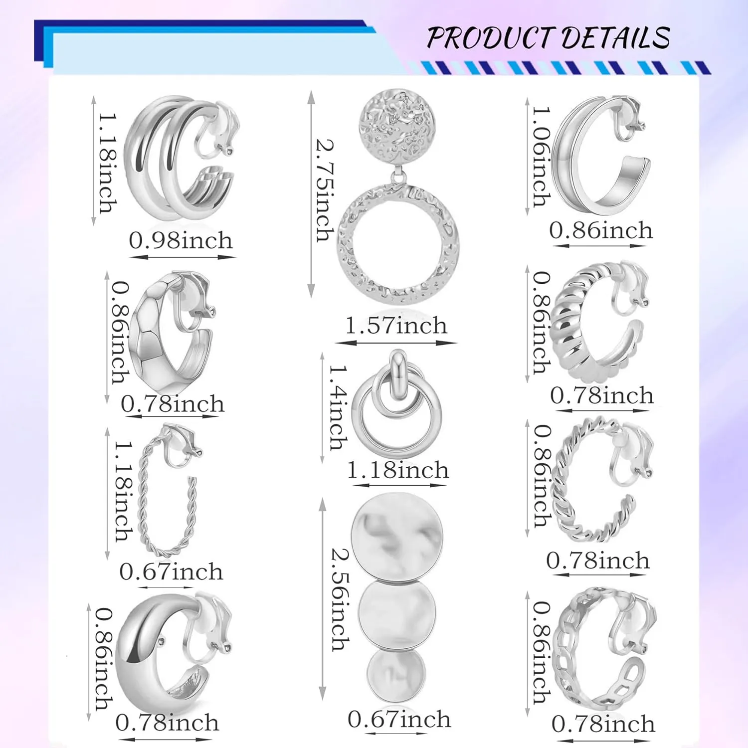 MOZAKA 11 Pairs Gold Clip On Hoop Earrings for Women Fashion Clip on Earrings Twist Round Geometric Chunky Hoop Clip Earrings Adjustable Fake Clip On Earrings Set for Gift