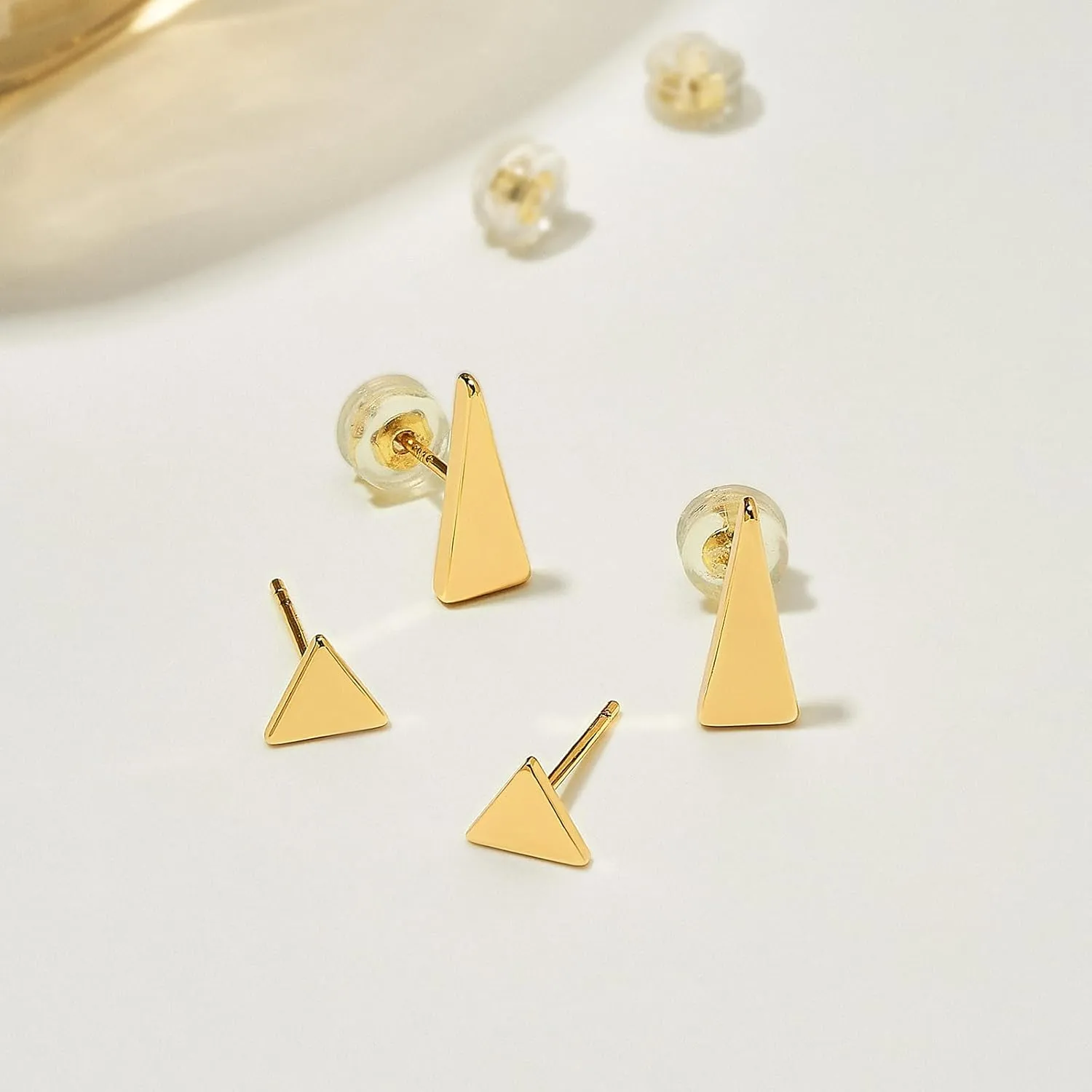 MTMY Gold Stud Earring for Women 2 Pairs of 14K Gold Plated Hypoallergenic Simple Small Stud Earring Set Tiny Bar, Circle, Heart, Triangle, Star, Crown, Flower Dainty Earrings Jewelry