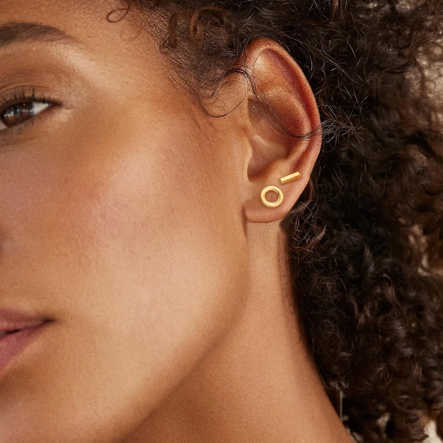 MTMY Gold Stud Earring for Women 2 Pairs of 14K Gold Plated Hypoallergenic Simple Small Stud Earring Set Tiny Bar, Circle, Heart, Triangle, Star, Crown, Flower Dainty Earrings Jewelry