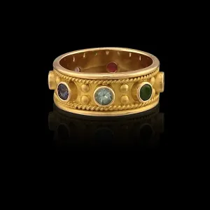 Multi-Color Gemstone Band Ring