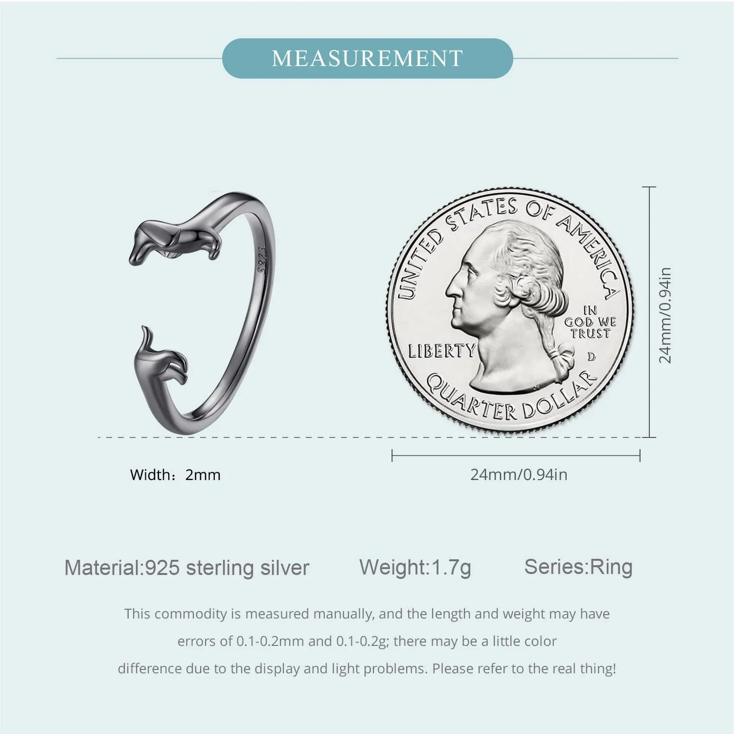 MUNDELL 925 Sterling Silver Cute Dachshund Open Rings Puppy Dog Adjustable Rings for Women Animal Stacking Rings Statement Rings Fine Jewelry