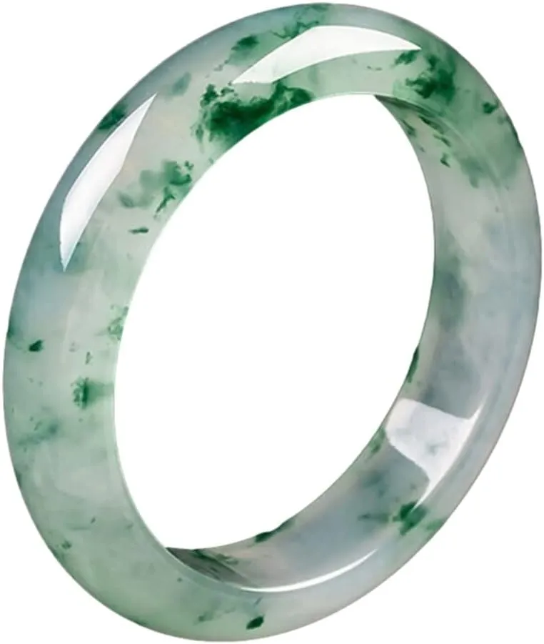 Natural Burmese Jade Bangle Bracelet for Women Genuine Green Ice Transparent Jadeite Jewelry Box with Certificate, Gift for Wife (Size : 56mm)