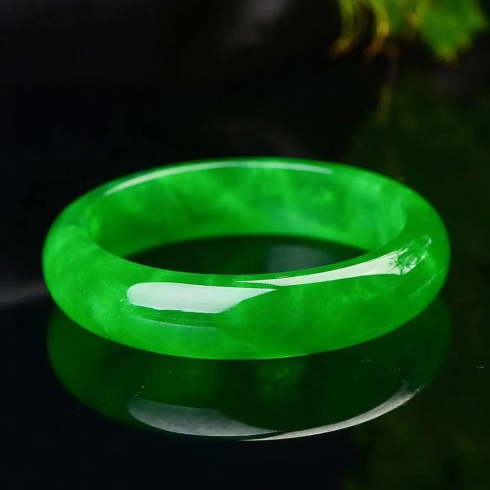 Natural Burmese Jade Bangle Bracelet for Women Ice Kind Emperor Jadeite Bracelet Green Jewelry Gift with Certificate (Size : 58mm)