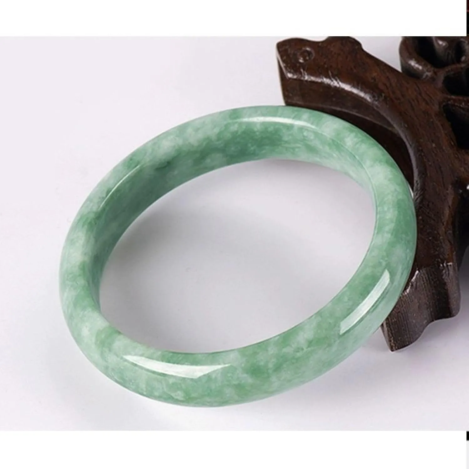 Natural Burmese Jade Bangle Bracelet for Women Retro Light Green Floating Flower Jadeite