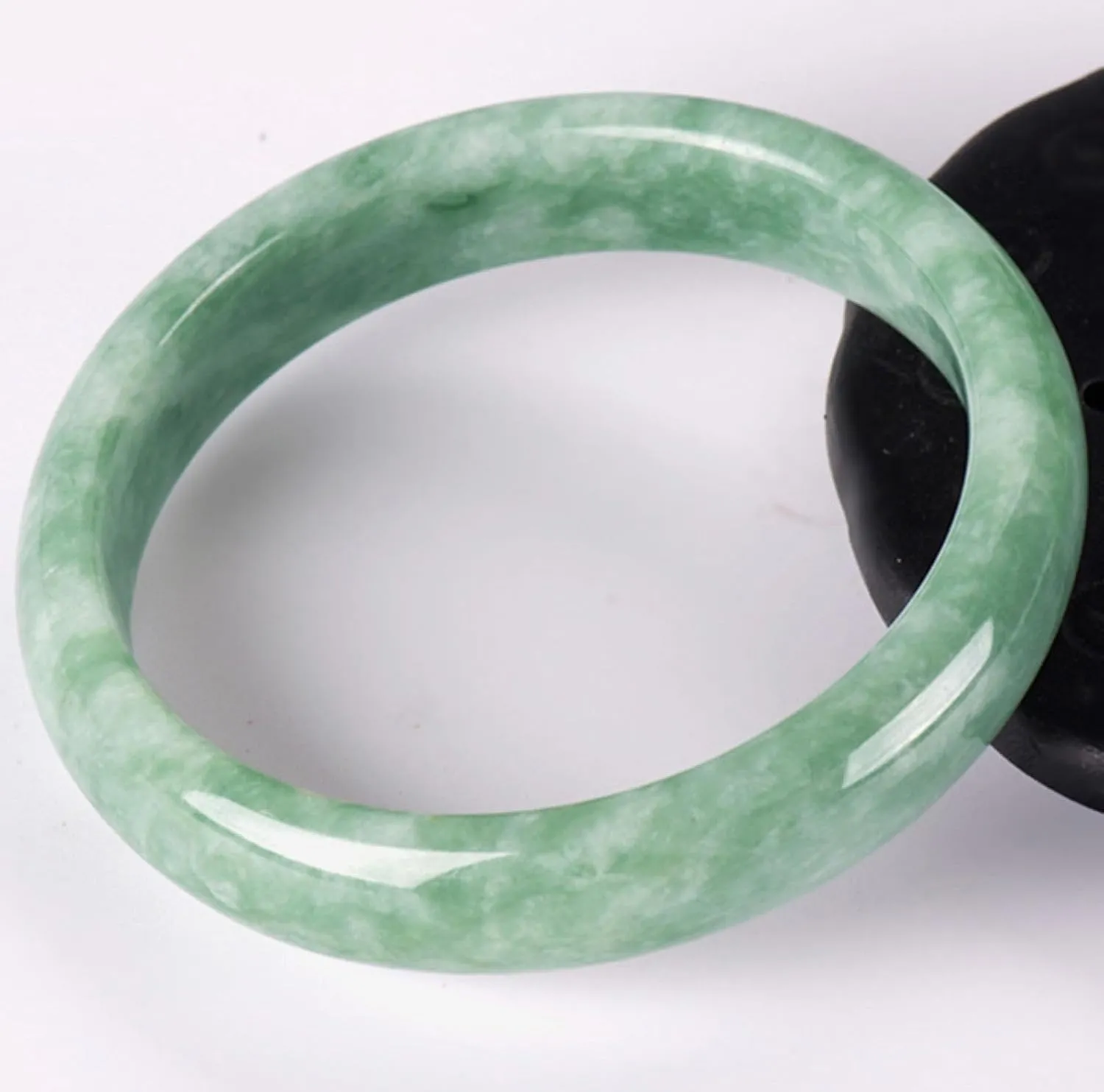 Natural Burmese Jade Bangle Bracelet for Women Retro Light Green Floating Flower Jadeite