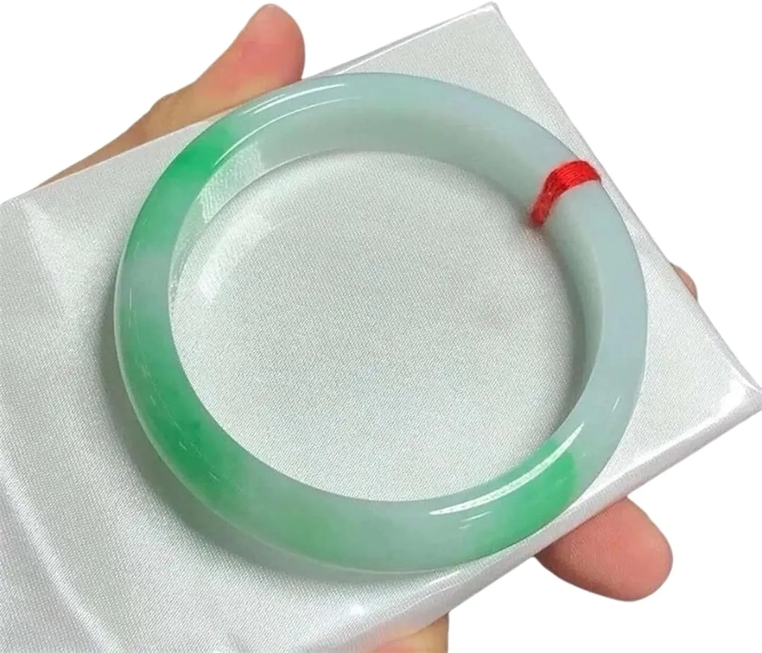 Natural Burmese Jade Bangle Bracelet - Grade A Light Green Retro ICY Jadeite for Women, Genuine Jade, Motherhood Gift, Elegant Gemstone (Size: 52-54MM)
