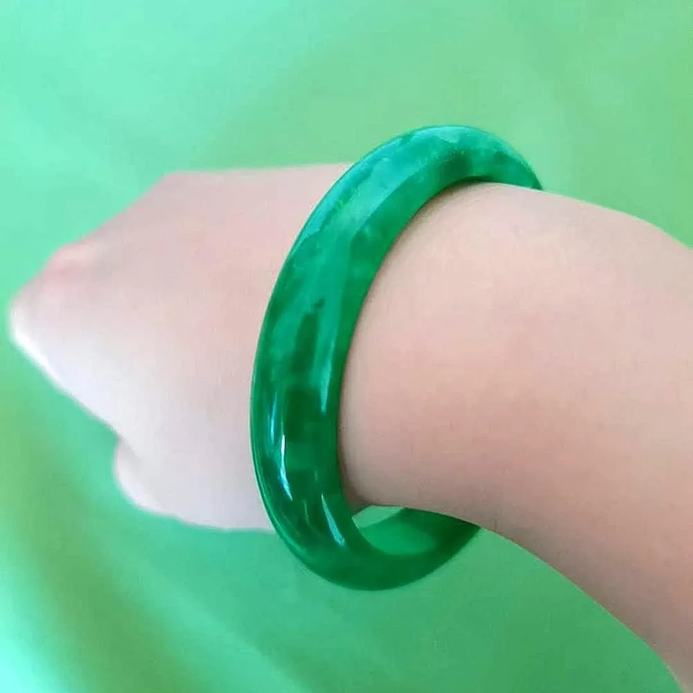 Natural Burmese Jade Bangle, Genuine Green Jadeite Bracelet for Women Gift for Mother with Certificate (Size : 58mm)