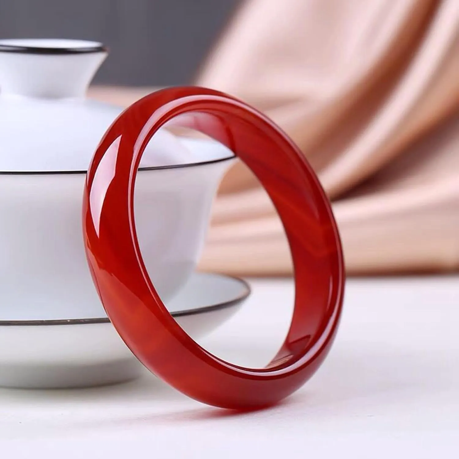 Natural Genuine Jade Bangle Bracelet, For Women Ice Red, Mid Width Engagement Bracelets, jade bracelet women