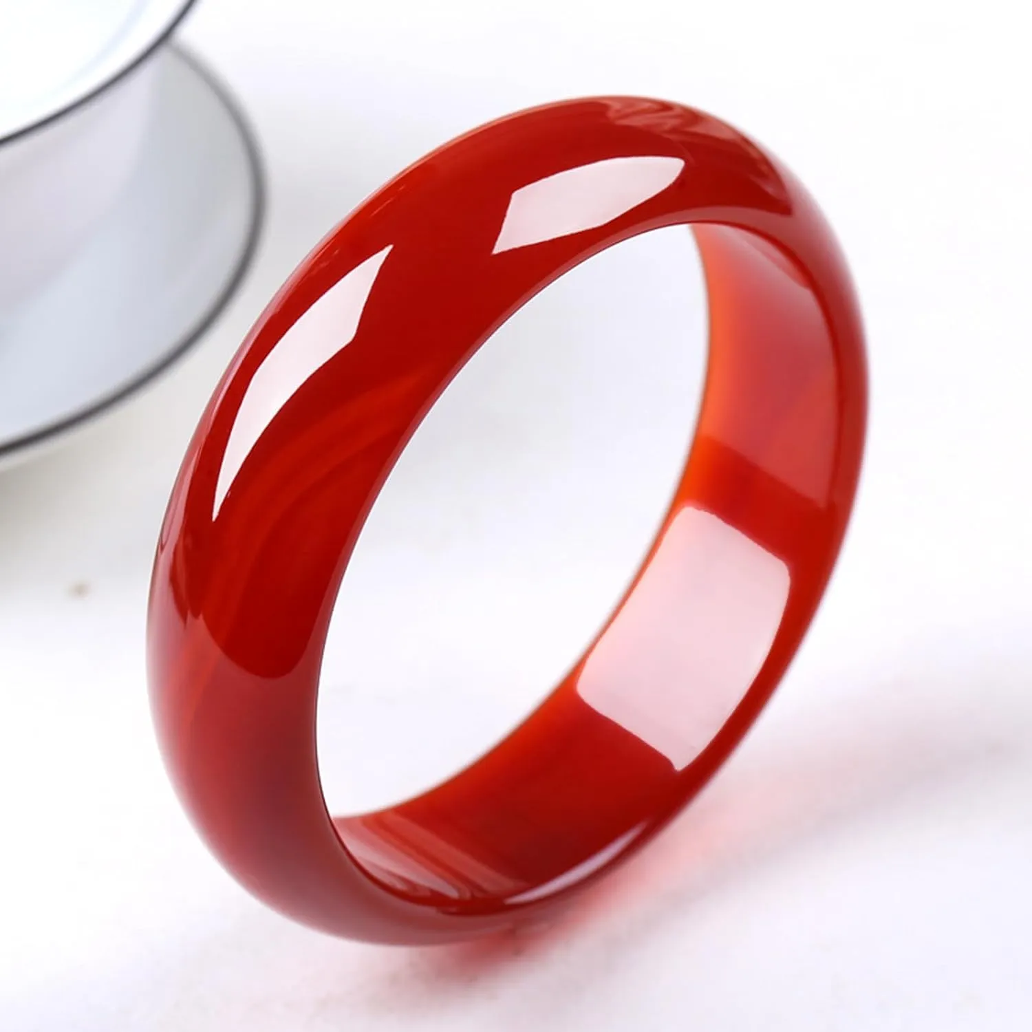 Natural Genuine Jade Bangle Bracelet, For Women Ice Red, Mid Width Engagement Bracelets, jade bracelet women