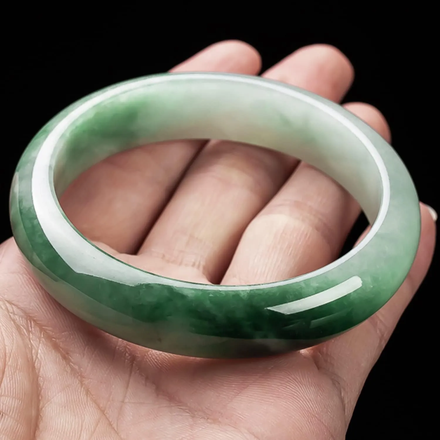 Natural Green Hetian Green Jade Bracelet Bangles Gemstone for Woman Jade Bracelet Bangles,55-56mm