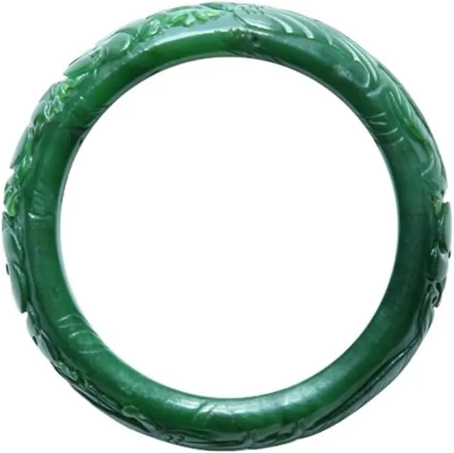 Natural Hotan Jade Jasper Bracelet Spinach Green Carved Bracelet 58-62mm Fengshui Fashion Jade Bangle For Women Genuine