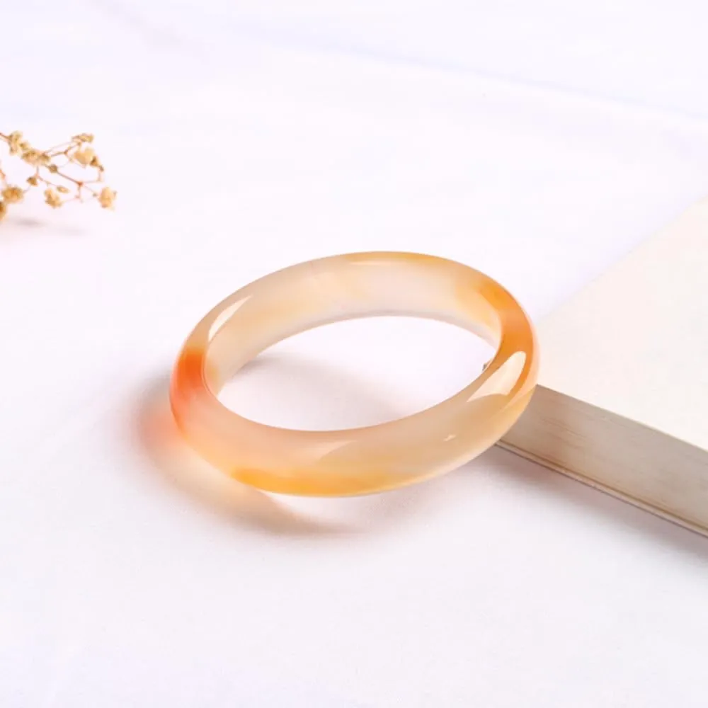Natural Ice Jade Bangle Bracelet for Women Chalcedony Jade Bangle Feng Shui Bracelet Good Luck Bangle Round Jade Stone Bangle for Woman Birthday Wedding
