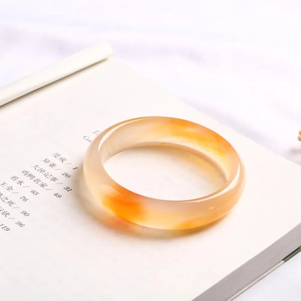 Natural Ice Jade Bangle Bracelet for Women Chalcedony Jade Bangle Feng Shui Bracelet Good Luck Bangle Round Jade Stone Bangle for Woman Birthday Wedding