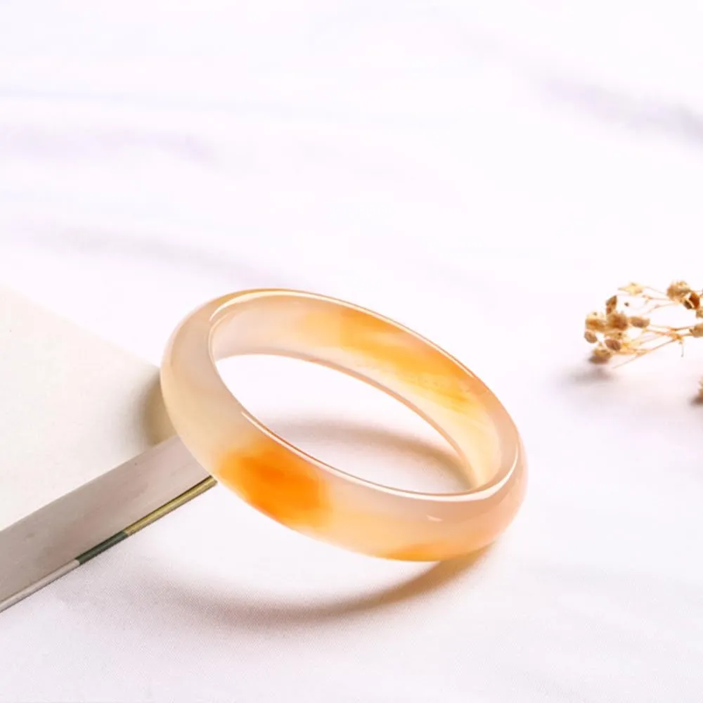 Natural Ice Jade Bangle Bracelet for Women Chalcedony Jade Bangle Feng Shui Bracelet Good Luck Bangle Round Jade Stone Bangle for Woman Birthday Wedding