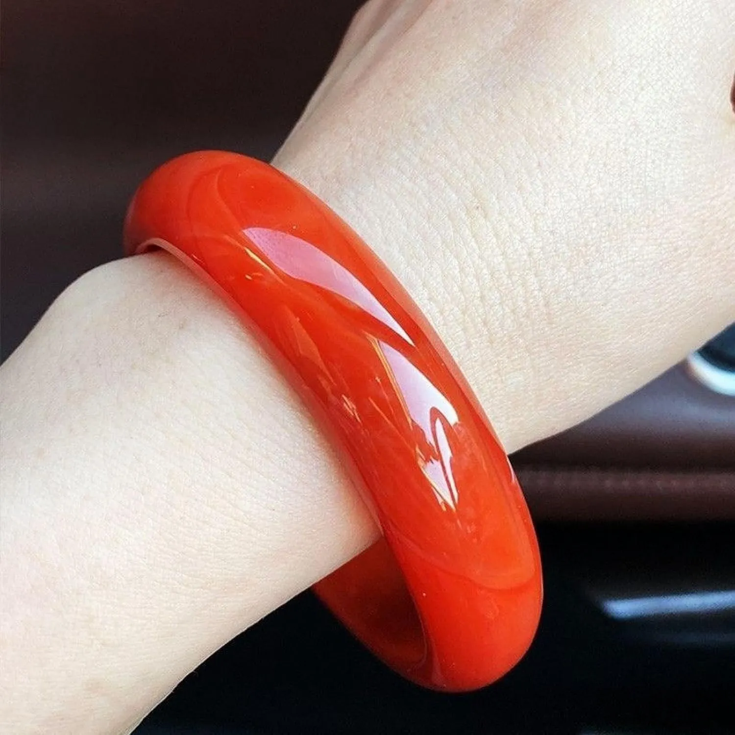 Natural Ice Jade Bangle Bracelet For Women Genuine Red Chalcedony Beautiful Luster And Fashion