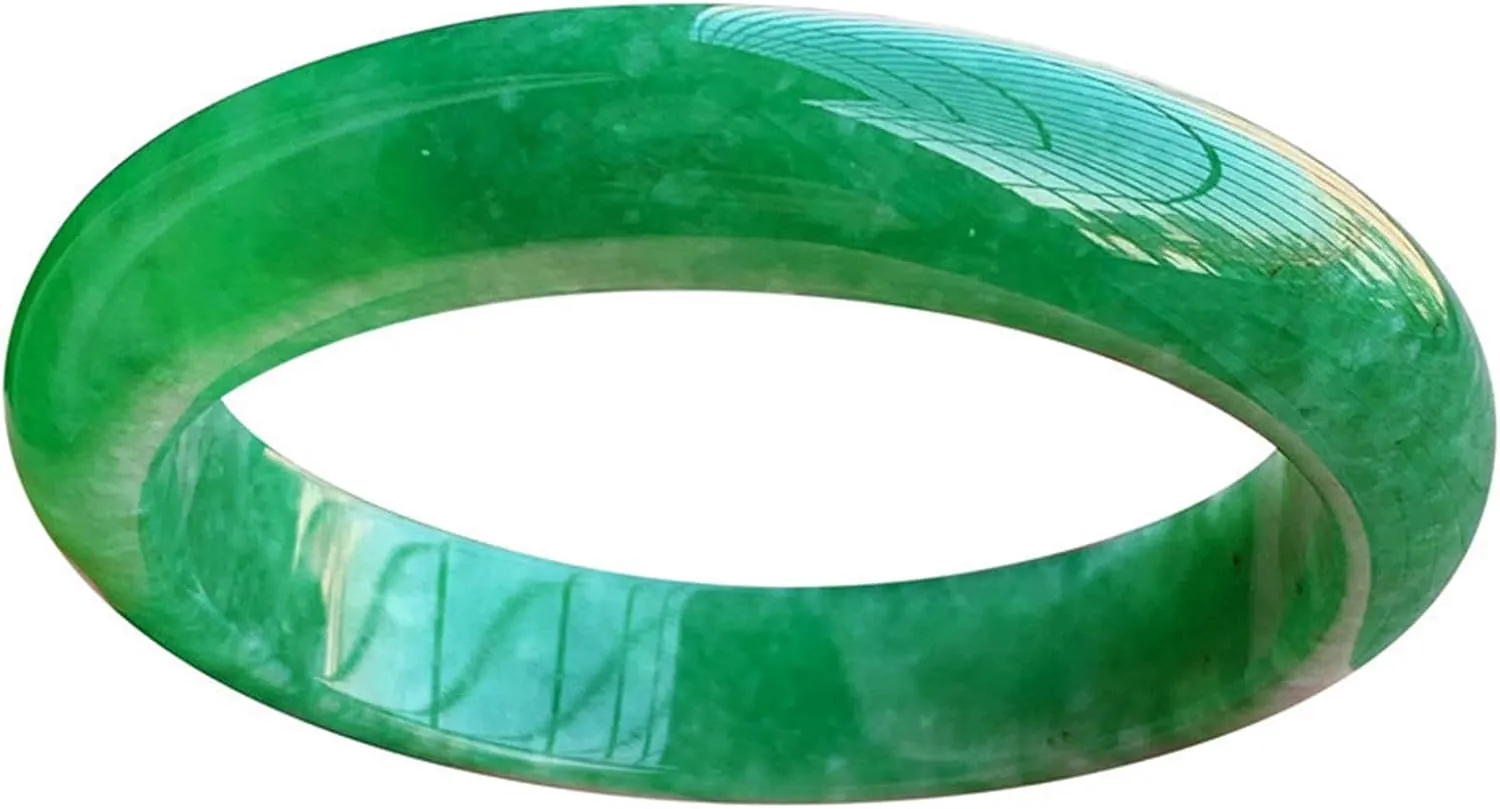 Natural Jade Bangle Bracelet for Women Authentic Ice Species Transparent Full Green Jade Safety Bracelet Mother's Day Gift for Mom
