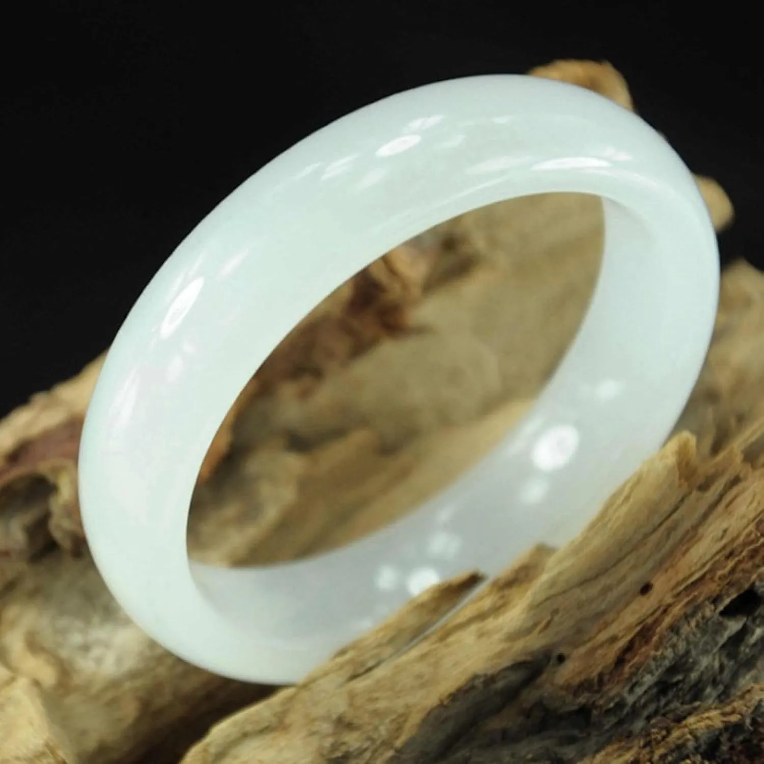 Natural Jade Bangle Bracelet for Women Authentic Ice Species Transparent White Jade, Moist and Delicate Gift for Mom