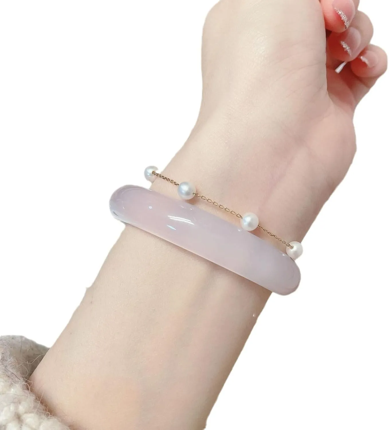 Natural Jade Bangle Bracelet for Women Authentic Ice Species White Moonlight Temperament Women's Jade Marrow Agate