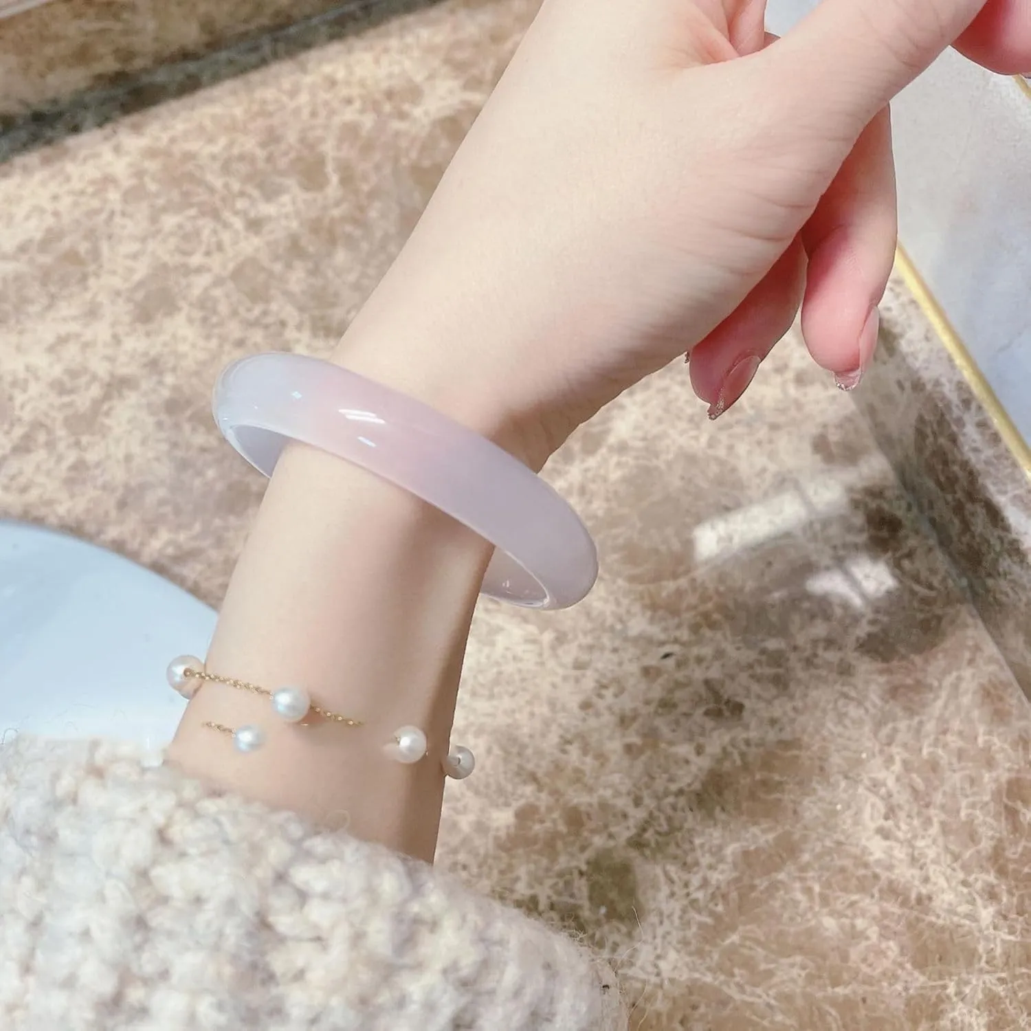 Natural Jade Bangle Bracelet for Women Authentic Ice Species White Moonlight Temperament Women's Jade Marrow Agate