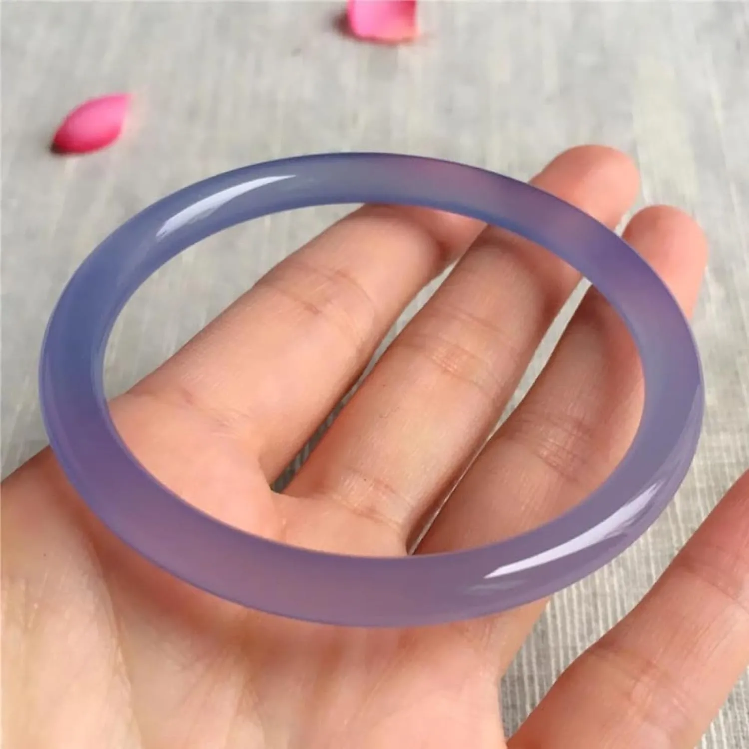 Natural Jade Bangle Bracelet for Women Genuine Blue Thin Round Jade Chalcedony Women's 6mm Exquisite Bracelet