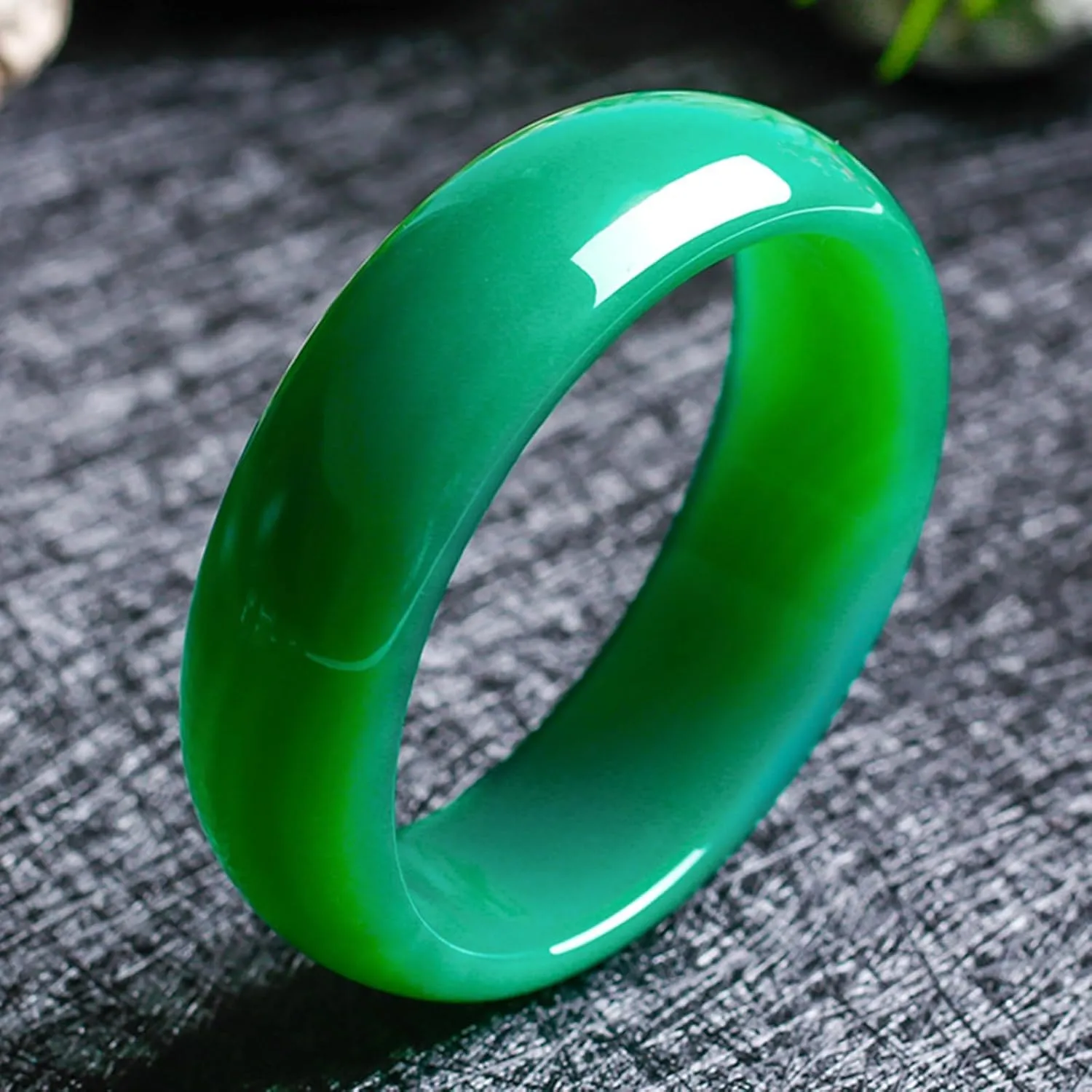 Natural Jade Bangle Bracelet for Women Genuine Ice Green Agate Widened Chalcedony, Wealth, Health??vitality Bracelet