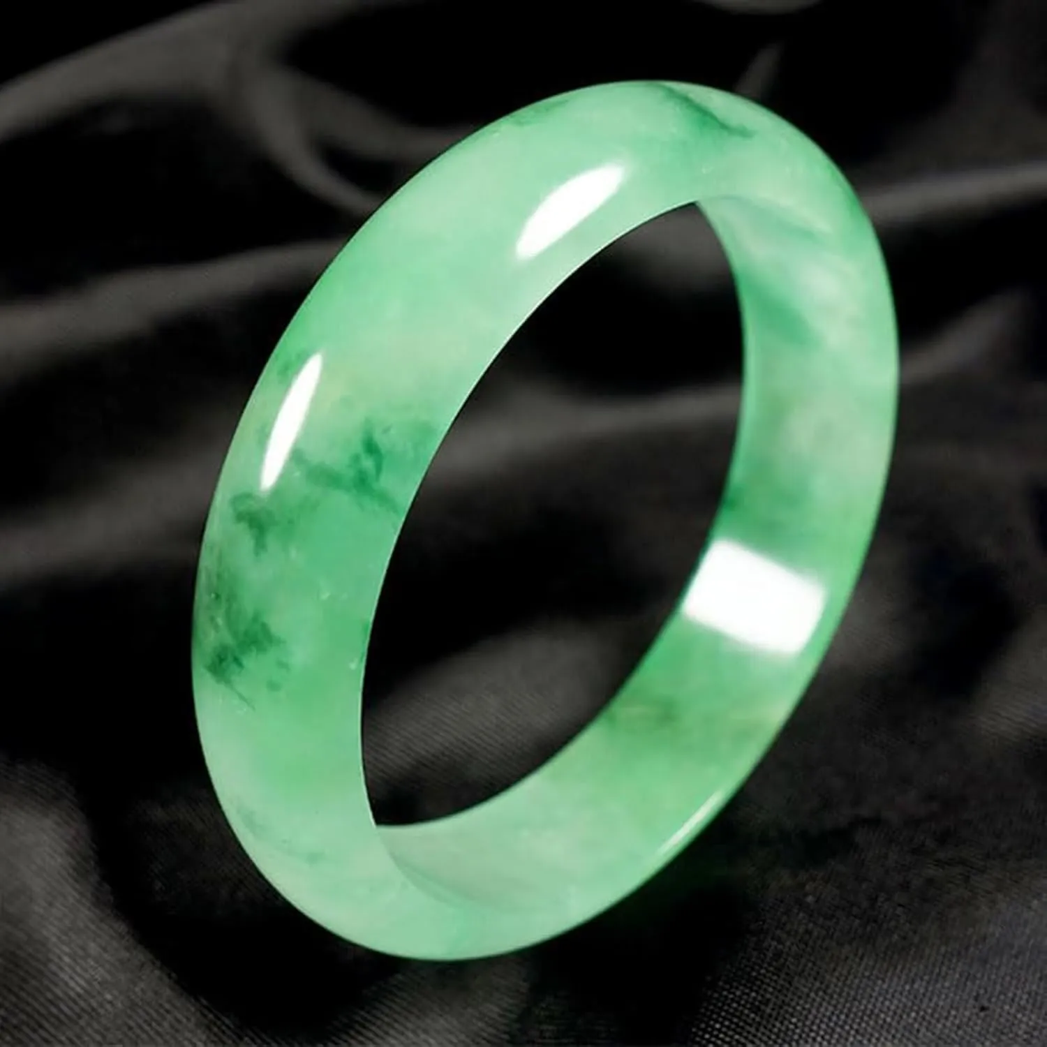 Natural Jade Bangle Bracelet for Women Genuine Ice Species Transparent Light Green Classic Style Jade Bangle