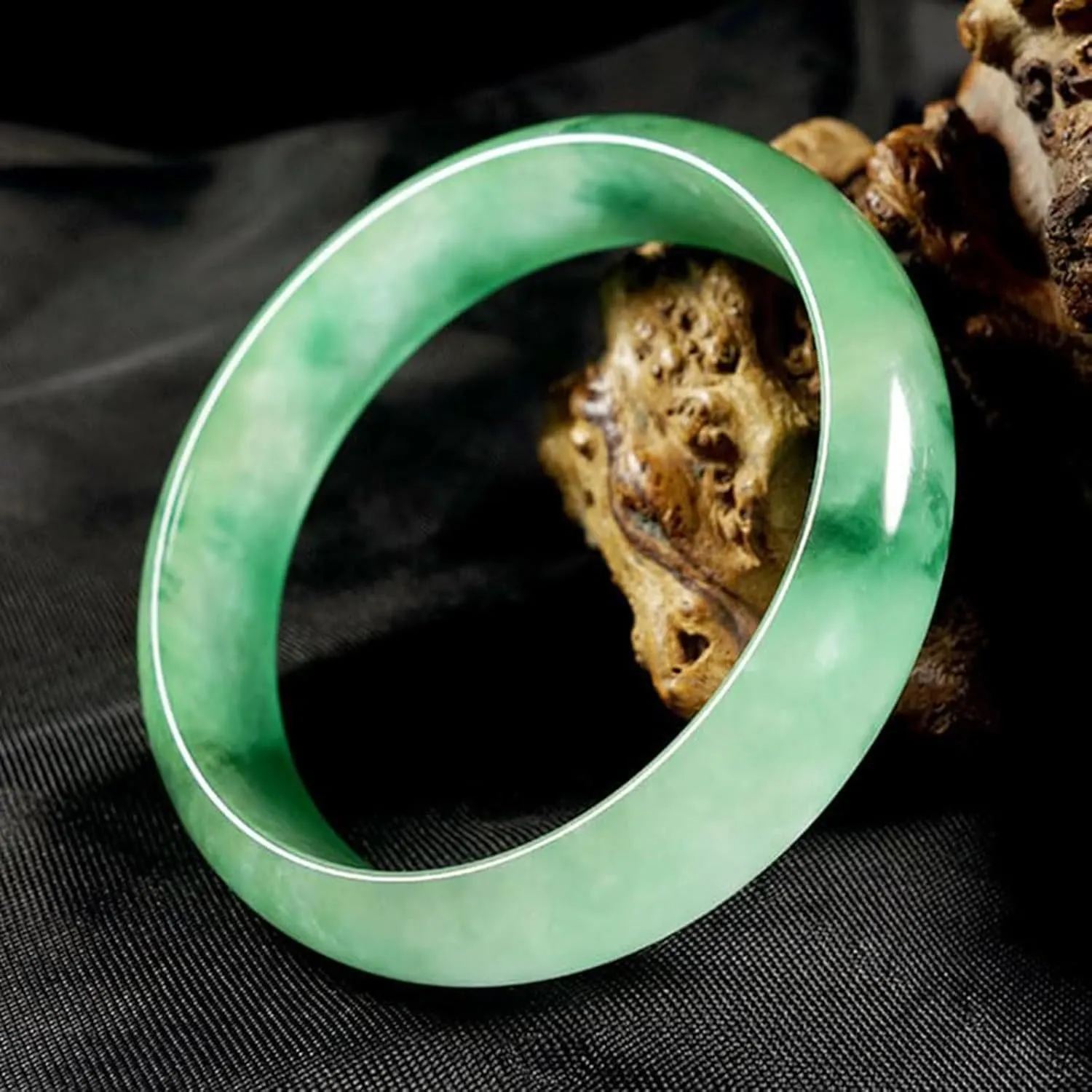 Natural Jade Bangle Bracelet for Women Genuine Ice Species Transparent Light Green Classic Style Jade Bangle