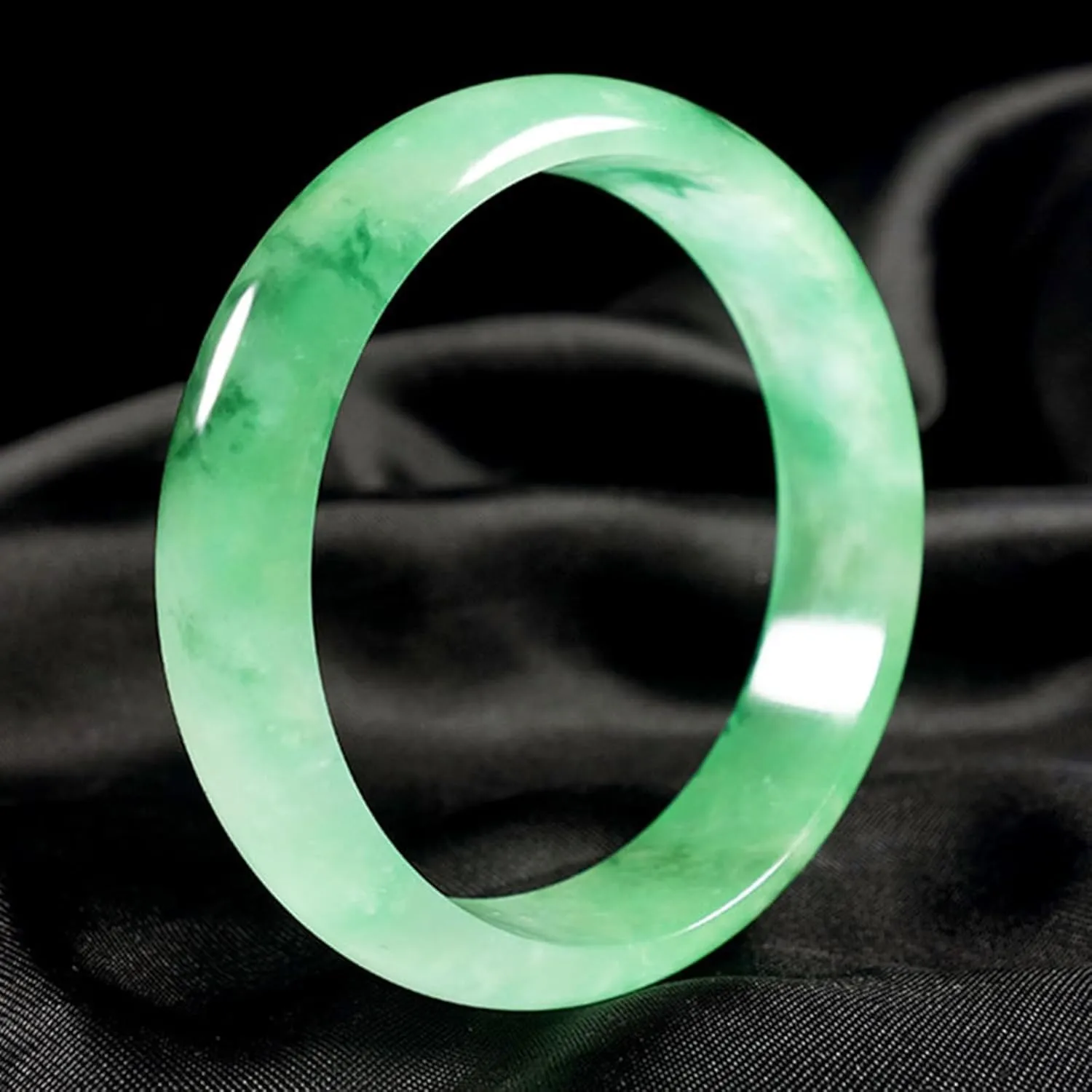 Natural Jade Bangle Bracelet for Women Genuine Ice Species Transparent Light Green Classic Style Jade Bangle
