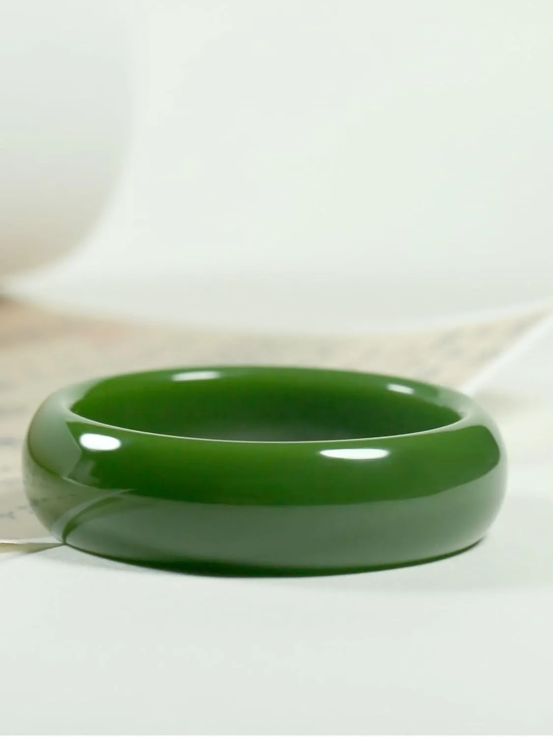 Natural Jade Bangle Bracelet for Women Genuine Sheep Fat Jade Ice Glutinous Green, Ice Transparent, Tender, Clear Color