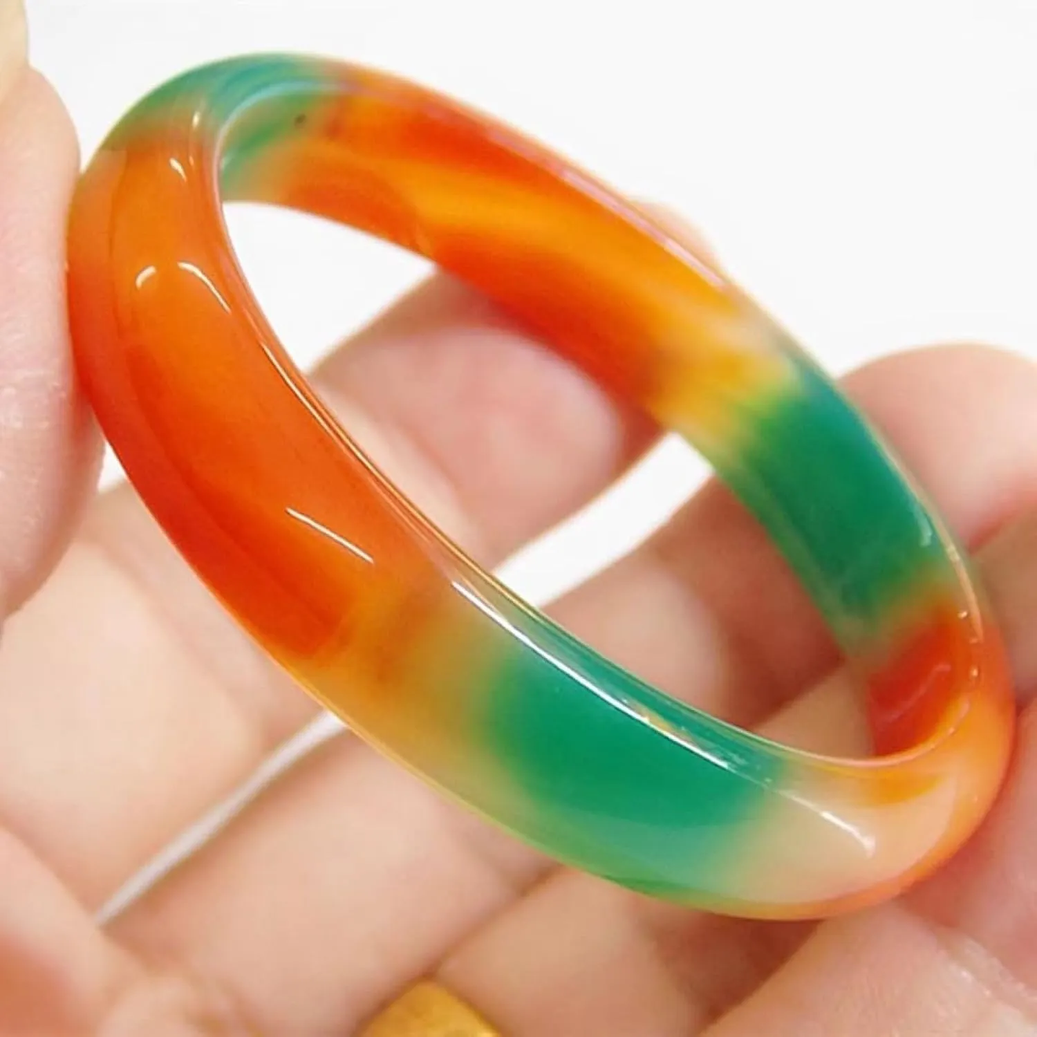 Natural Jade Bangle Bracelet For Women Genuine Three Color Colorful Jade Beautiful Bracelet