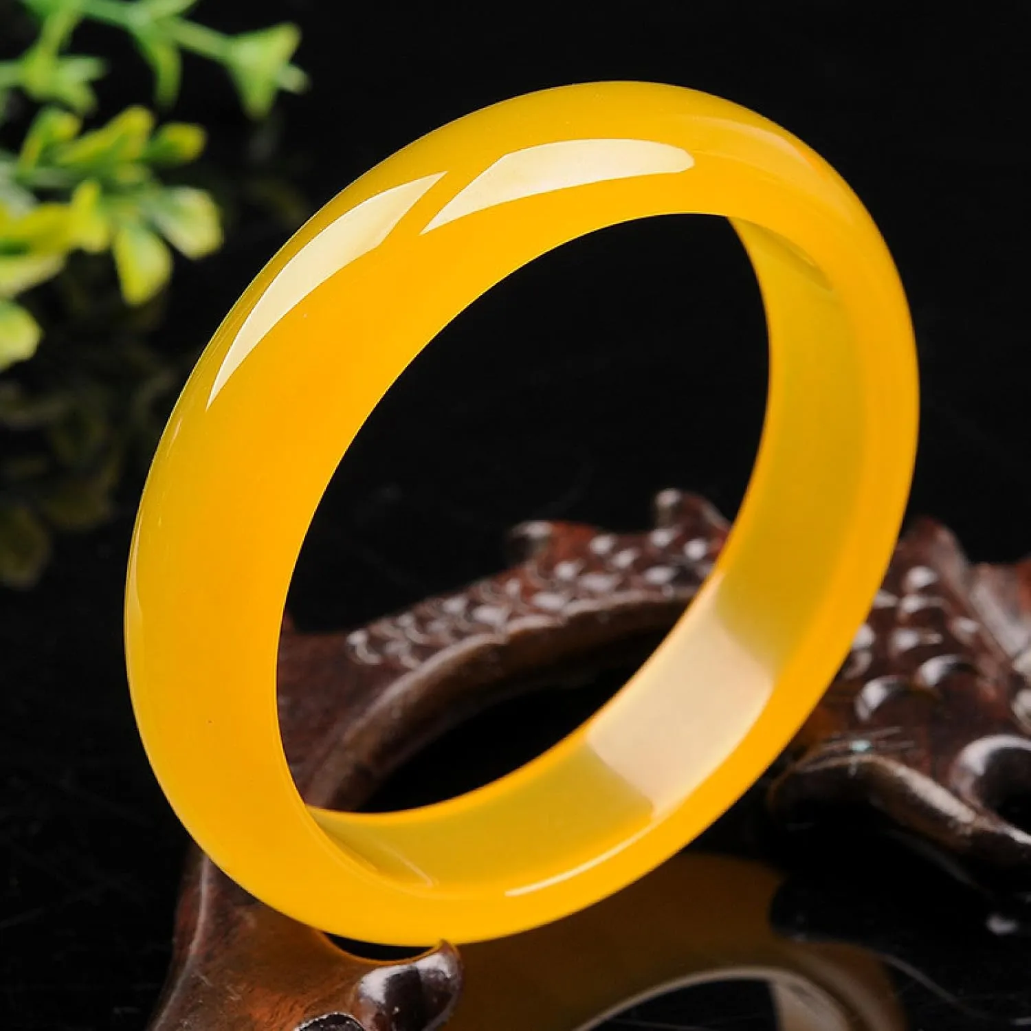 Natural Jade Bangle Bracelet For Women Genuine Yellow Chalcedony Bracelet, For Wife A Masterpiece By A Master,the Product Has Passed Verification