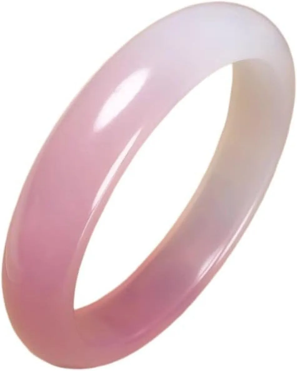 Natural Jade Bangle Bracelet For Women Half White, Half Pink Crystal Girl Ice Transparent Bracelet
