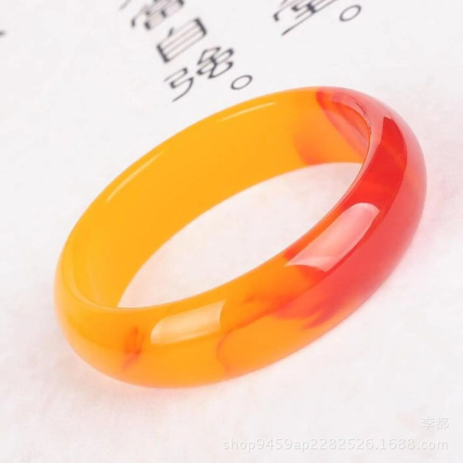 Natural Jade Bangle Bracelet for Women Red and Yellow Floating Flower Gorgeous Bracelet