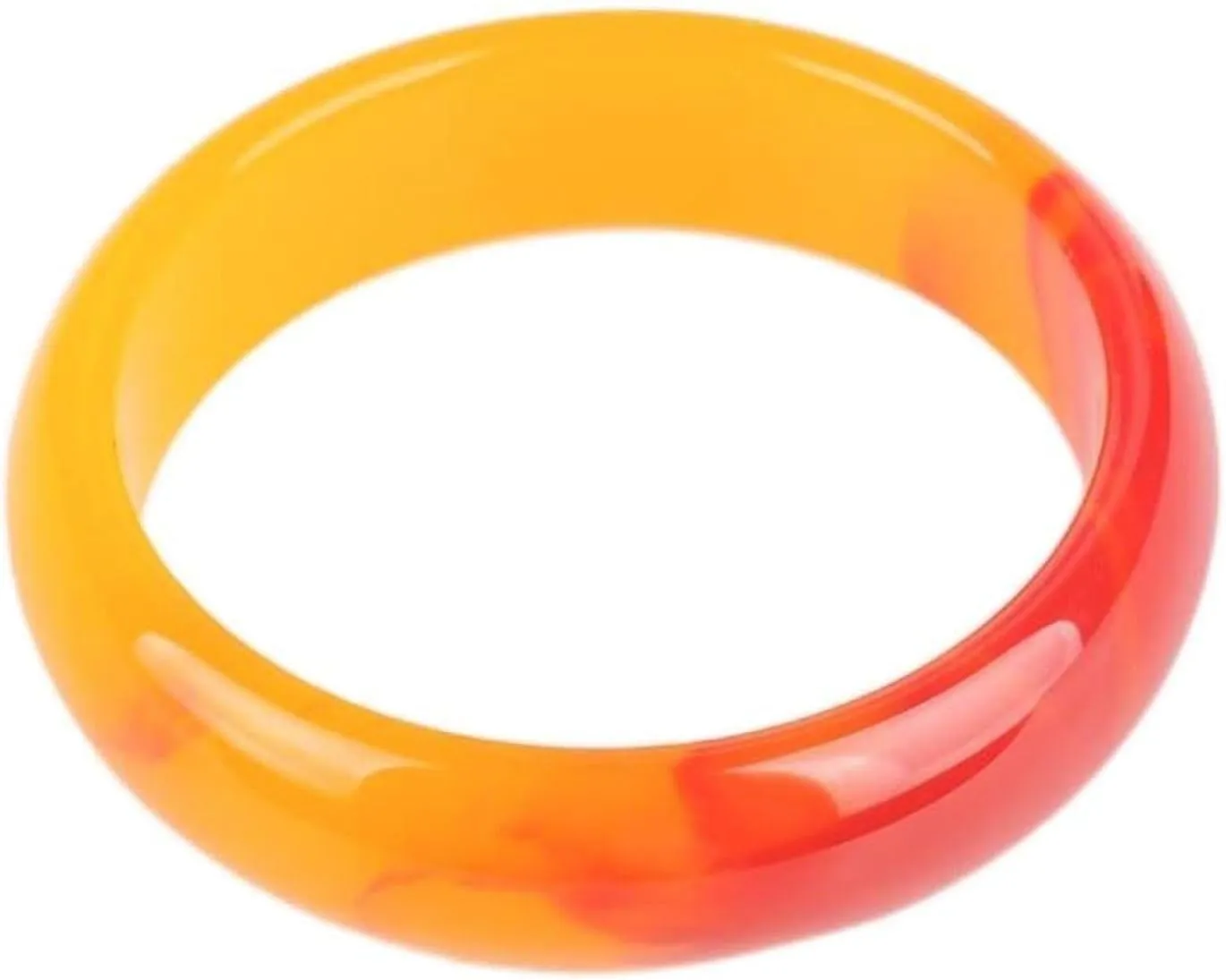 Natural Jade Bangle Bracelet for Women Red and Yellow Floating Flower Gorgeous Bracelet