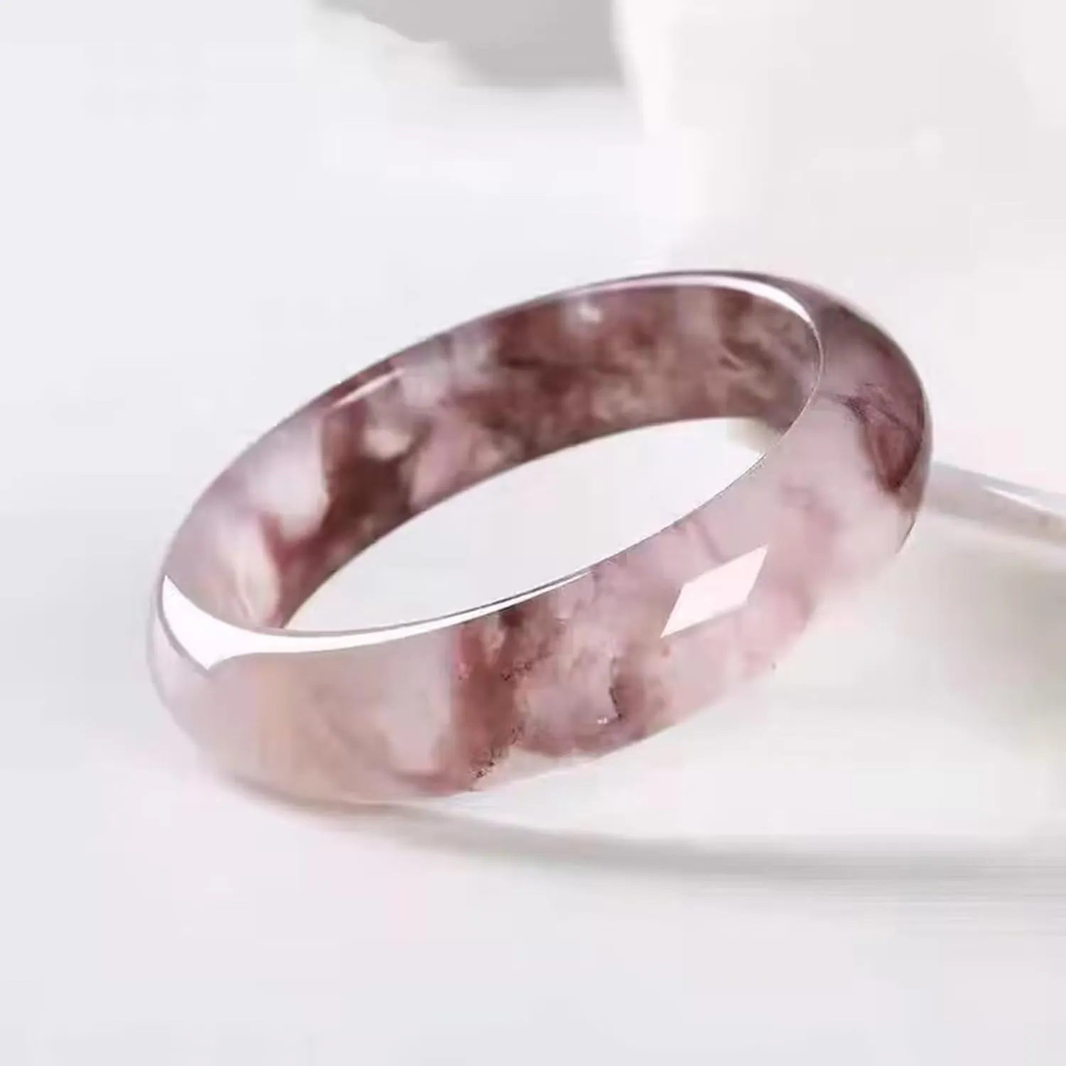 Natural Jade Bangle Bracelet For Women, Violet Unique Jadeite Bracelet Gift For Relatives