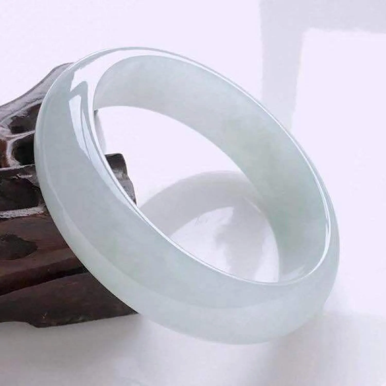 Natural Jade Bangle Bracelet for Women,Light Green Ice Good Luck Jadeite Bracelet,