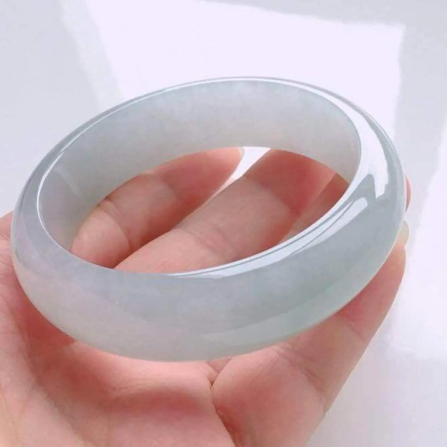 Natural Jade Bangle Bracelet for Women,Light Green Ice Good Luck Jadeite Bracelet,