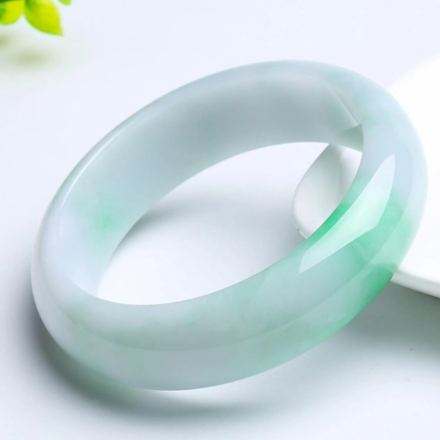 natural jade bracelet, Women, White Light Green Floating Flower Ice Jade Bangle,vintage bracelet women