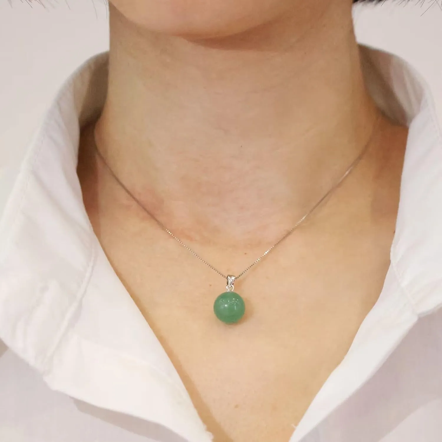 Natural Jade Pendant Necklace 925 Sterling Silver Chain Necklace Adjustable Protective Necklace For Women (Jade)