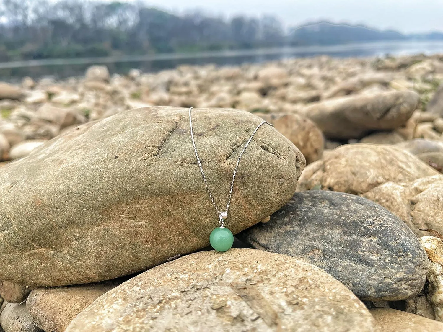 Natural Jade Pendant Necklace 925 Sterling Silver Chain Necklace Adjustable Protective Necklace For Women (Jade)