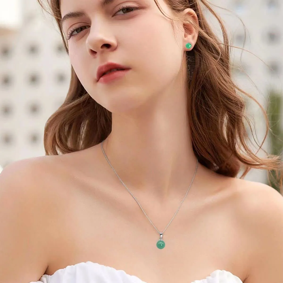 Natural Jade Pendant Necklace 925 Sterling Silver Chain Necklace Adjustable Protective Necklace For Women (Jade)