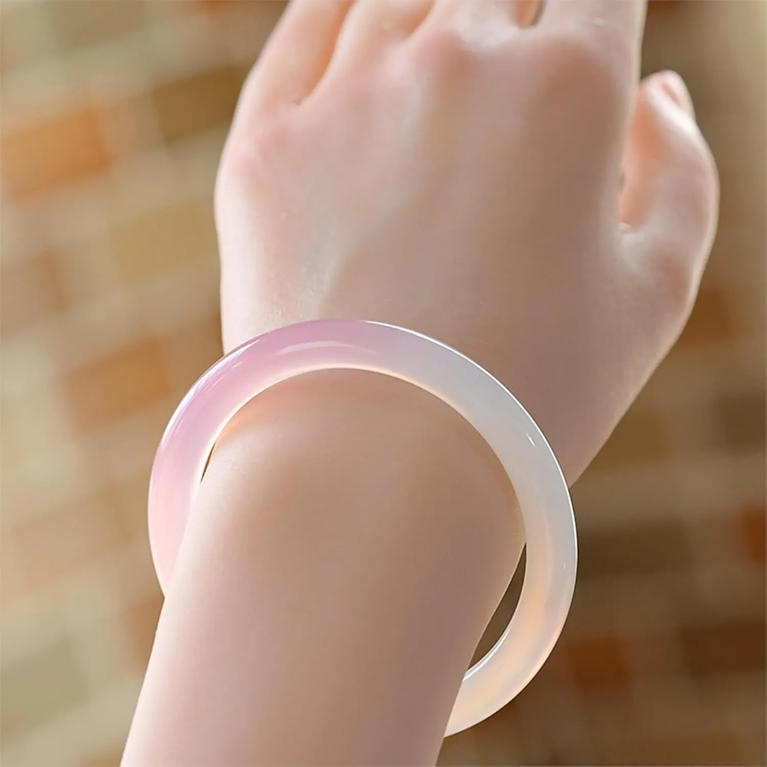 Natural ladies jade bracelet, A-grade jade, pink, agate round bracelet for women,
