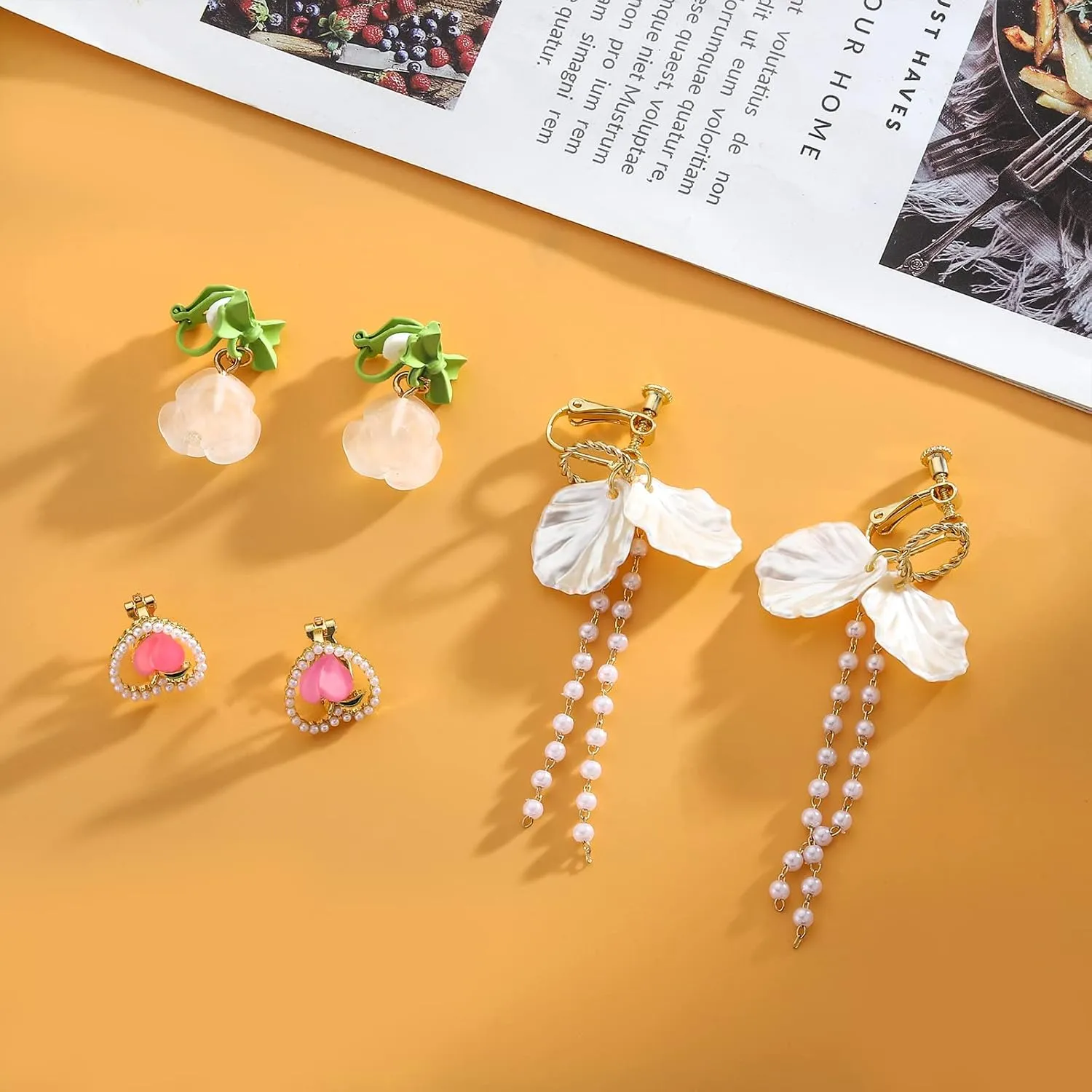 NEWITIN 16 Pairs Clip On Earrings for Women Cute Earring Charming Fashion Dangle Drop Earring Non Piercing Clip on Dangle Earrings for Women