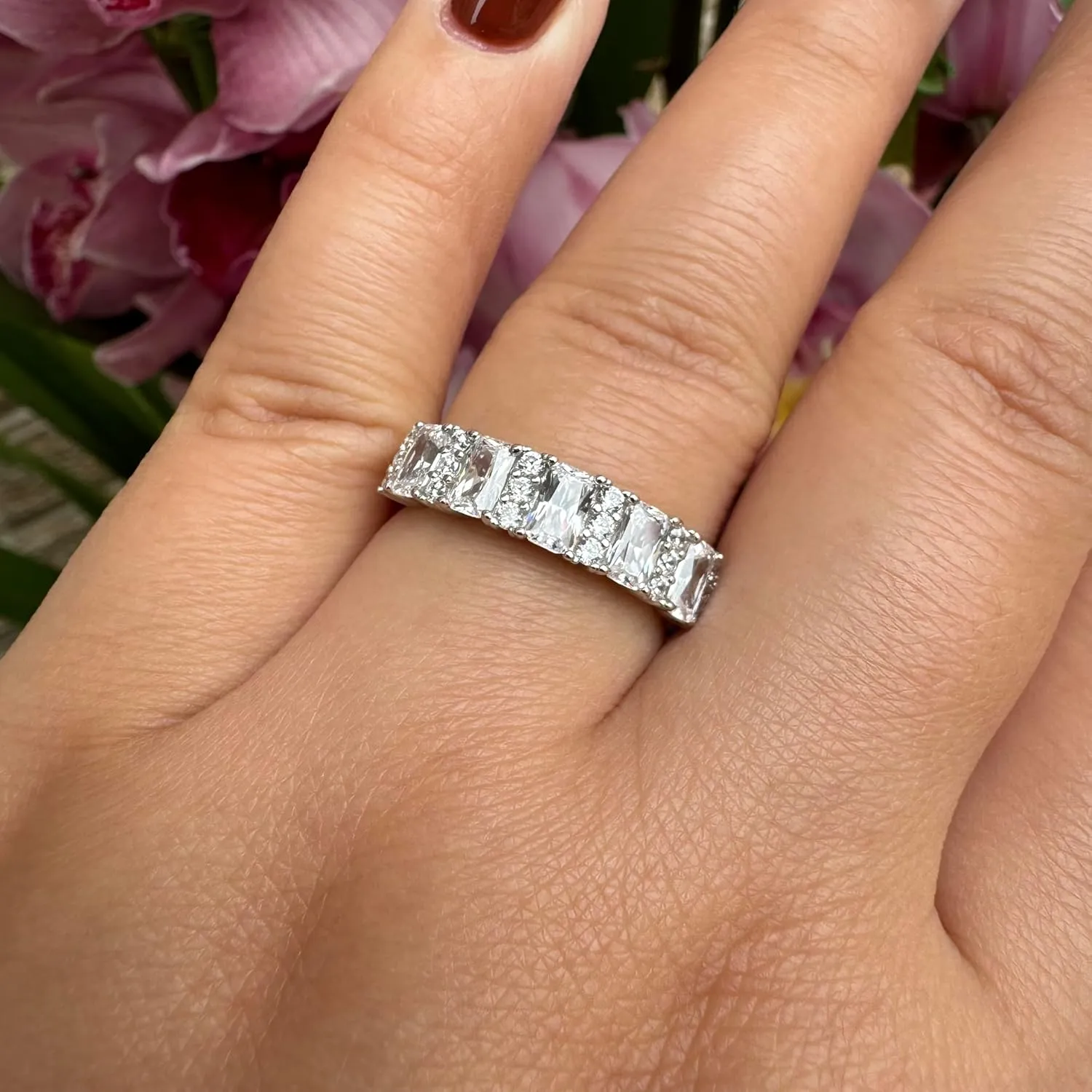 Newshe Jewellery Wedding Band Eternity Ring for Women AAAAA Cubic Zirconia Twisted 925 Sterling Silver Size 5-10