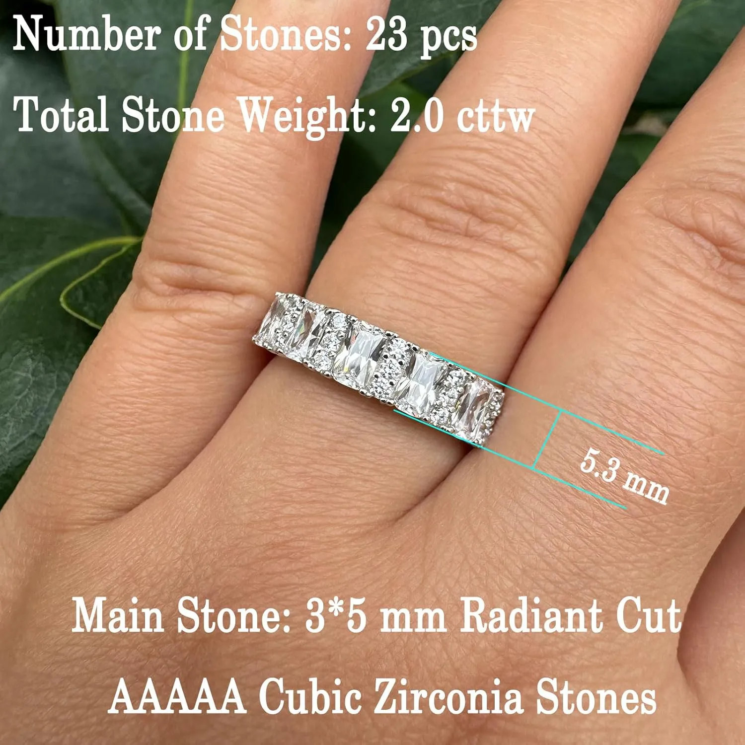 Newshe Jewellery Wedding Band Eternity Ring for Women AAAAA Cubic Zirconia Twisted 925 Sterling Silver Size 5-10
