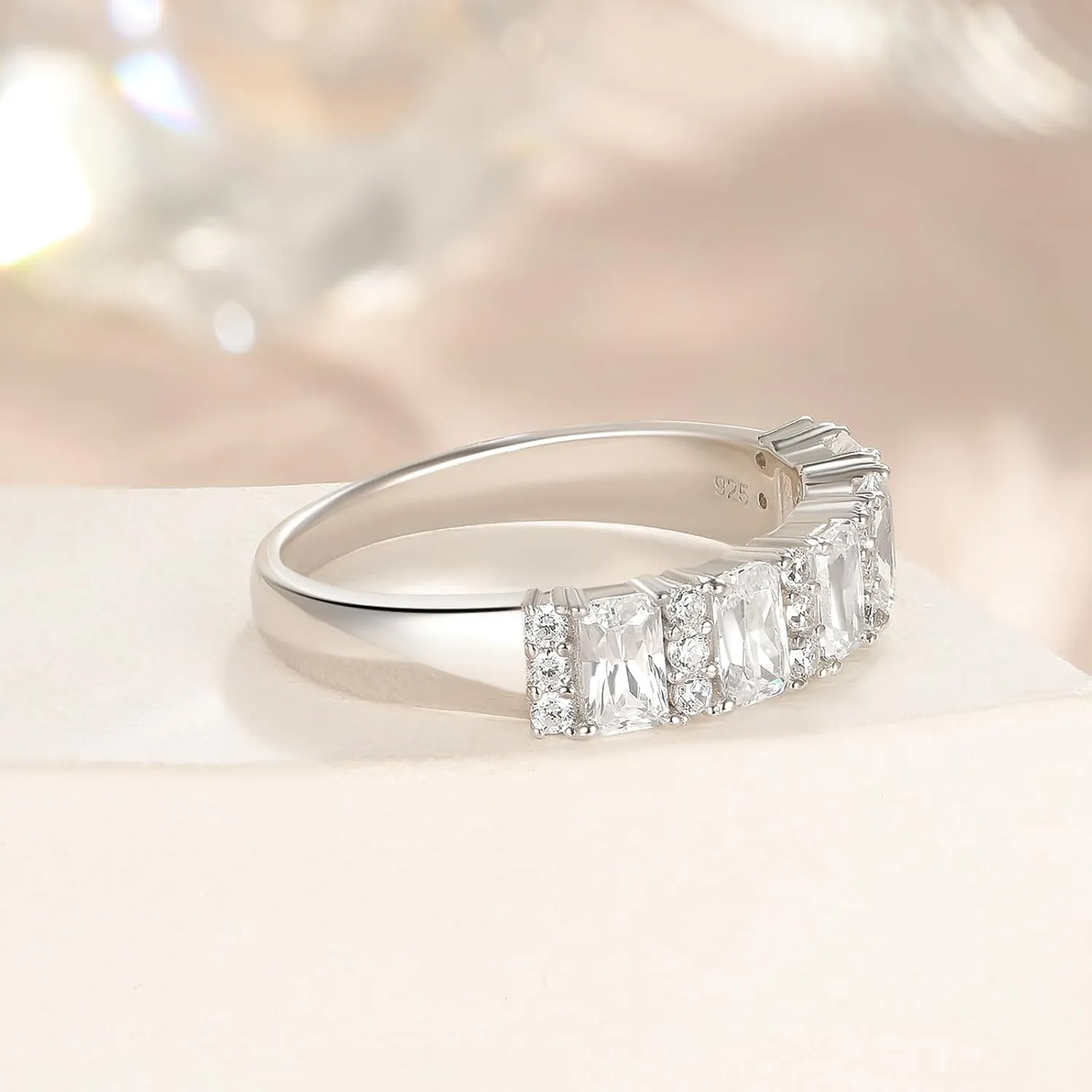 Newshe Jewellery Wedding Band Eternity Ring for Women AAAAA Cubic Zirconia Twisted 925 Sterling Silver Size 5-10