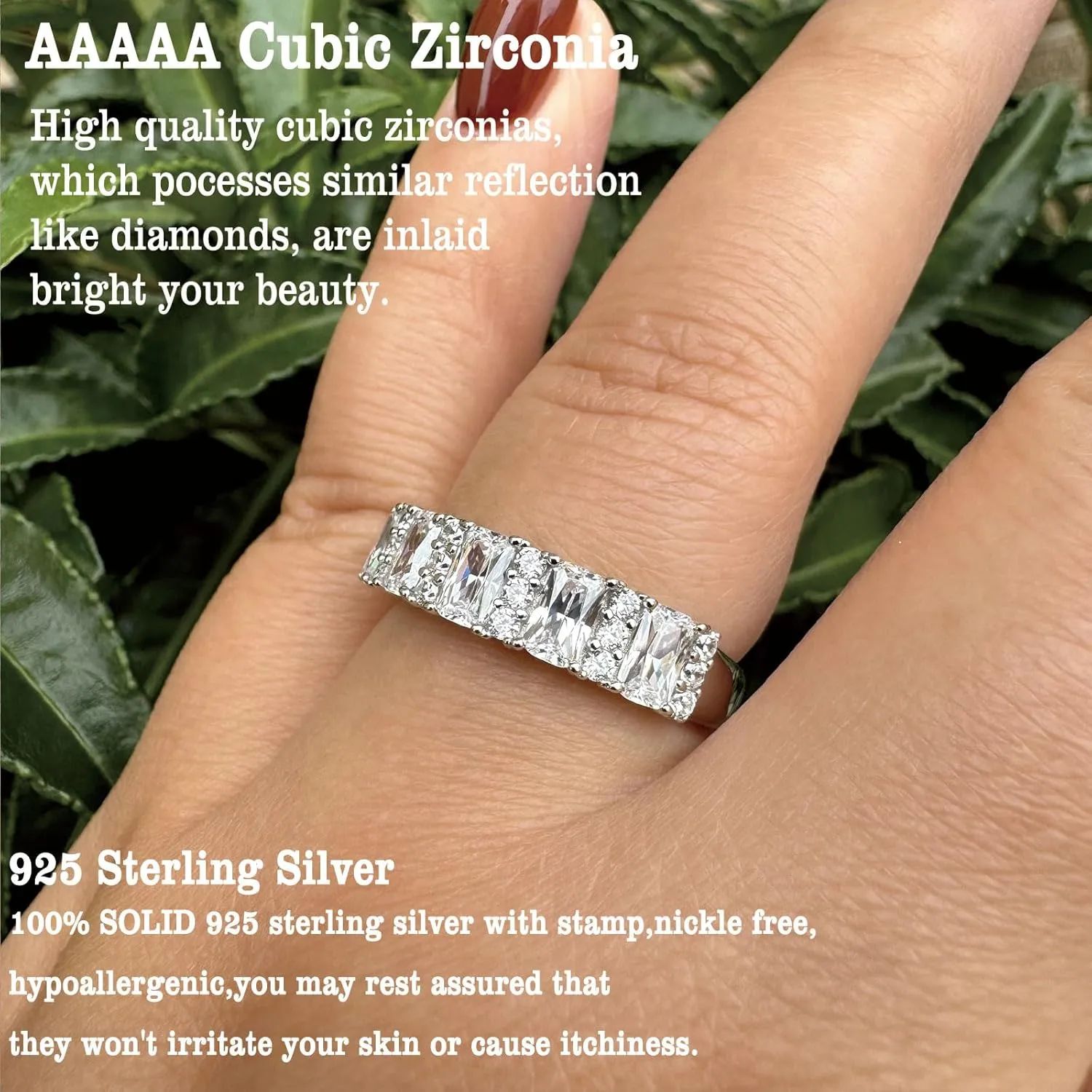 Newshe Jewellery Wedding Band Eternity Ring for Women AAAAA Cubic Zirconia Twisted 925 Sterling Silver Size 5-10