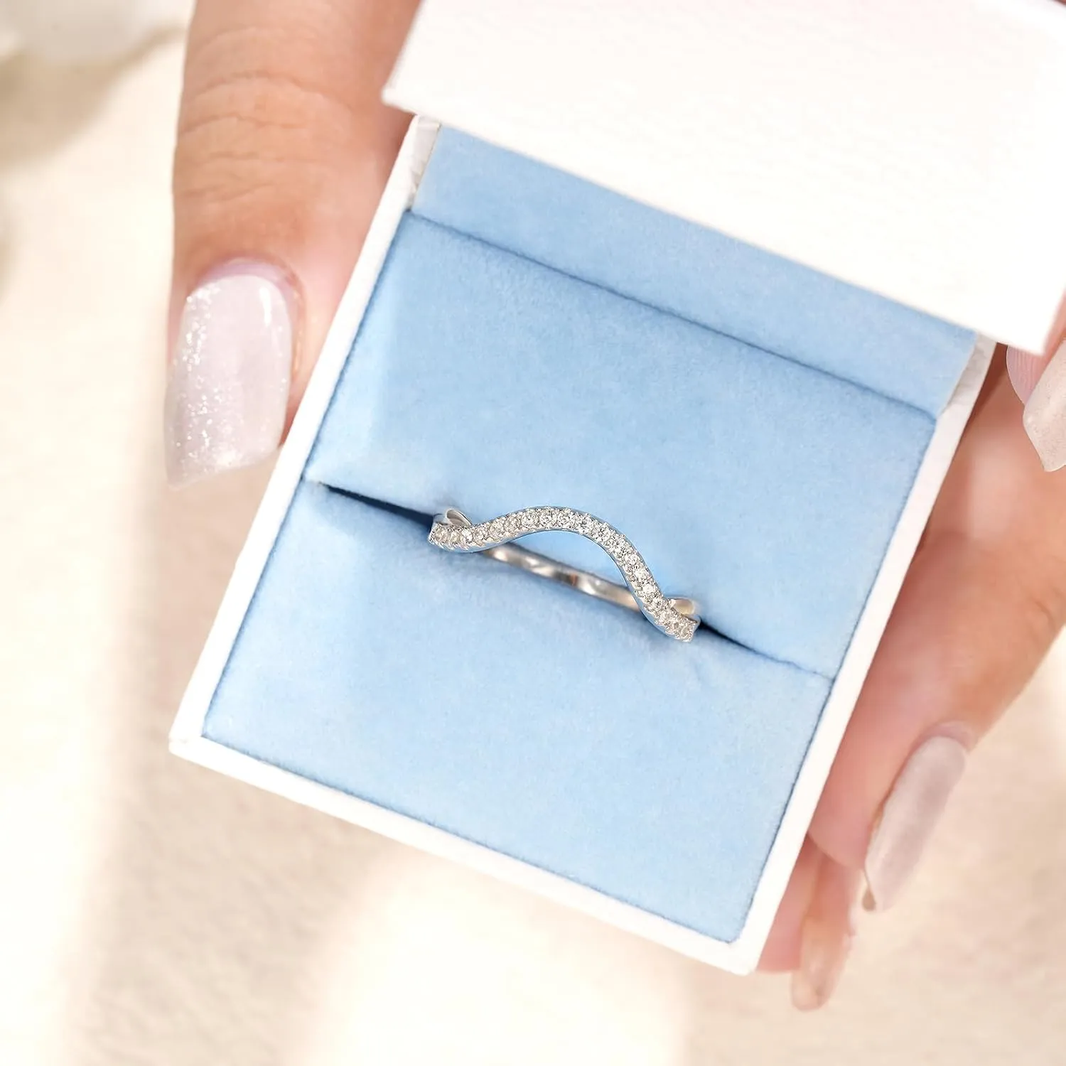Newshe Jewellery Wedding Band Eternity Ring for Women AAAAA Cubic Zirconia Twisted 925 Sterling Silver Size 5-10